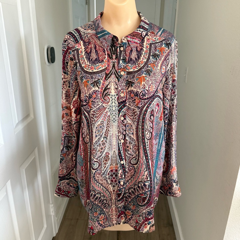 ba&sh Paisley Button-Front Blouse in Multicolor